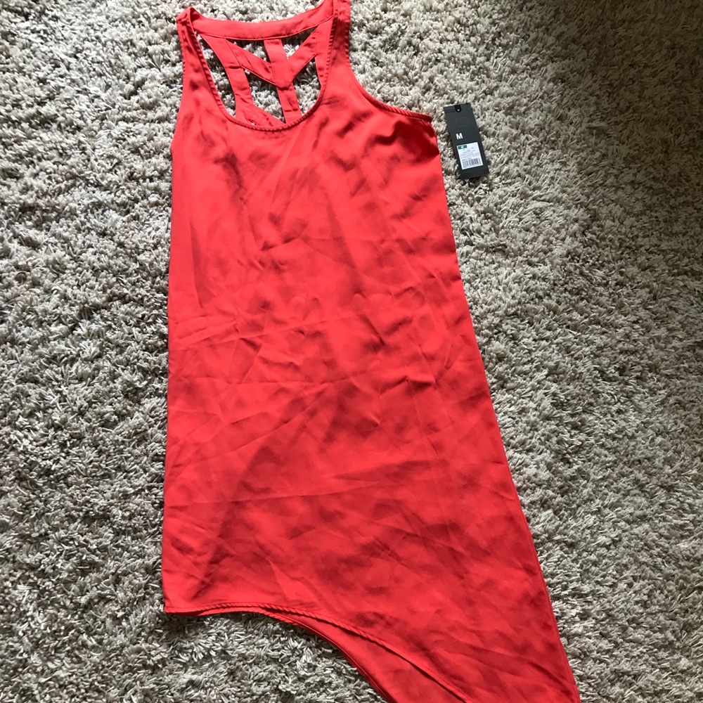 New Dark Orange Asymmetrical Dress